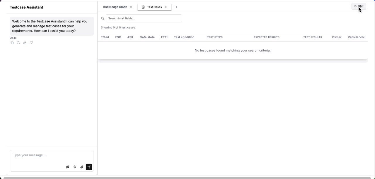 Testcase Assistant Demo - AI-powered test case generation and management interface